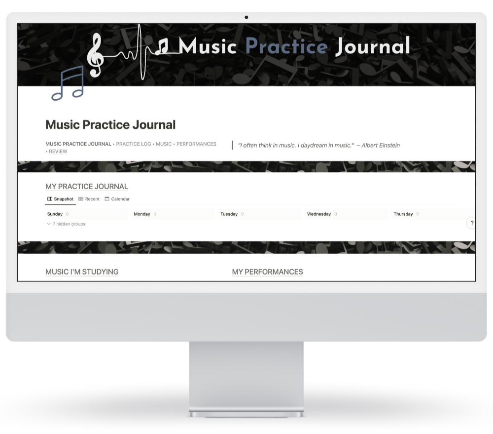 Practice Journal Example Music Practice Journal